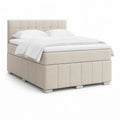 Cream Queen Upholstered Platform Bed Frame with Button-Tufted Headboard, 64 x 85 x 50 in